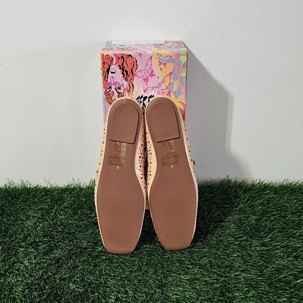 Jeffrey Campbell KHLOE Perforated Square Toe Flat - Beige - Women's Size 8